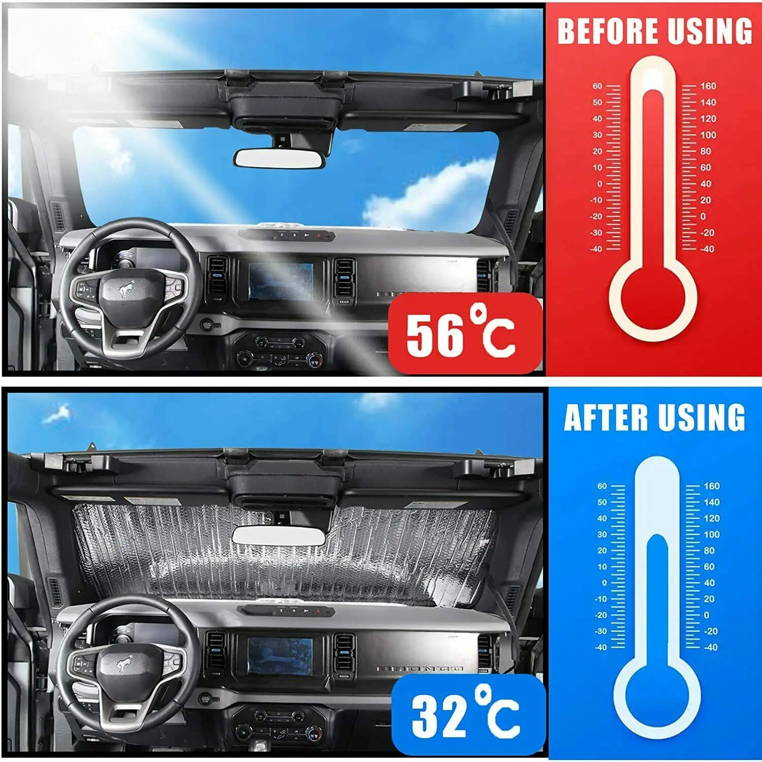 Car Front Windshield Sunshade Cover Insulation Sun Visor Pad car sunshade windshield sunshade windshield sun shade For Ford Bronco
