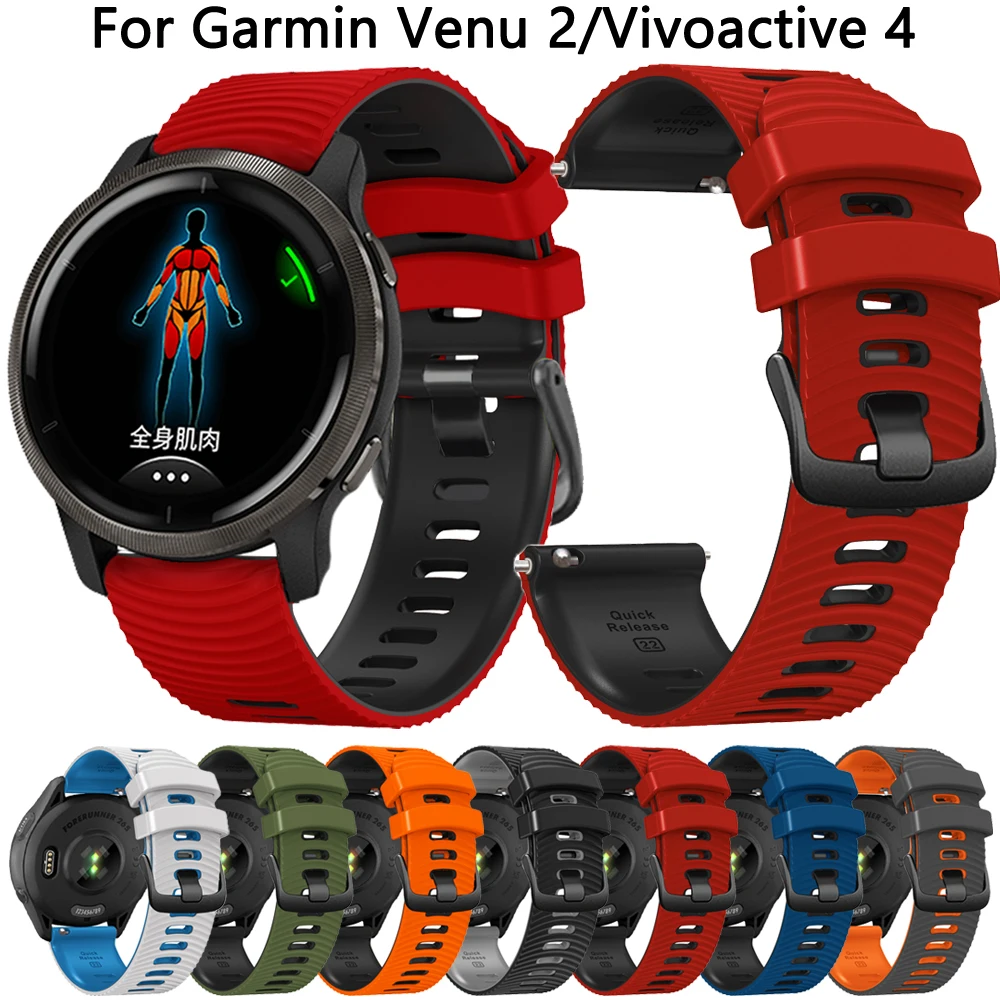 

Ремешок силиконовый для наручных часов, 22 мм, для Garmin CAME 2 3 Vivoactive 4, браслет для Forerunner 265 965 255 745