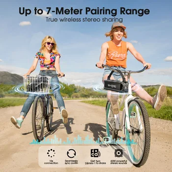 W-KING Bluetooth Speaker, 30W Portable Wireless Loud Speakers, IPX6 Waterproof Outdoor Speaker, 24H Playtime, EQ, AUX, TF Card 5