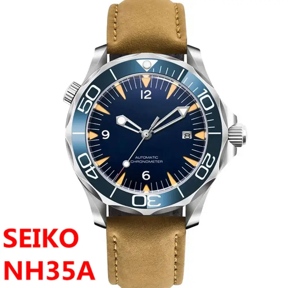 

41MM Sapphire Crystal NH35 Movement Automatic Blue/Black Mechanical Sport Fashion Watch Male Clock Luminous Relogio Masculino
