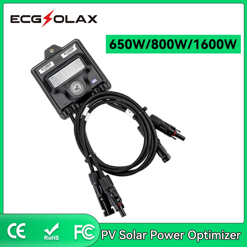 Ecgsolax 650W 800W 1600W Pv Power Optimizer Per Il Monitoraggio Del Sistema Di Pannelli Solari Ingresso 12V-75V Ip68 Anti-Hotspot Limitatore Di Tensio