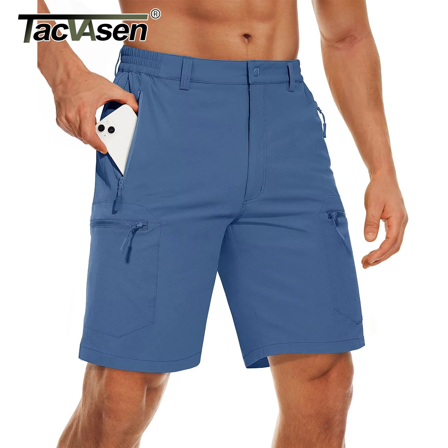 5 Zipper Pockets Summer Quick Dry Cargo Shorts Mens Fishing Shorts Stretch Outdoor Hiking Nylon Work Lightweight