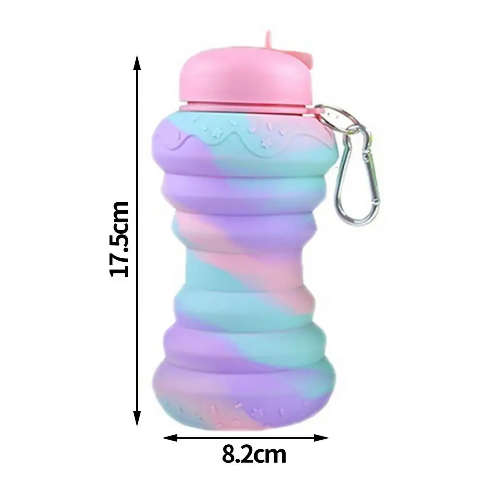 600ML Folding Water Cup Large Caliber Doughnut Shape Sport Bottle Drop-resistant Portable Water Cup Daily Use