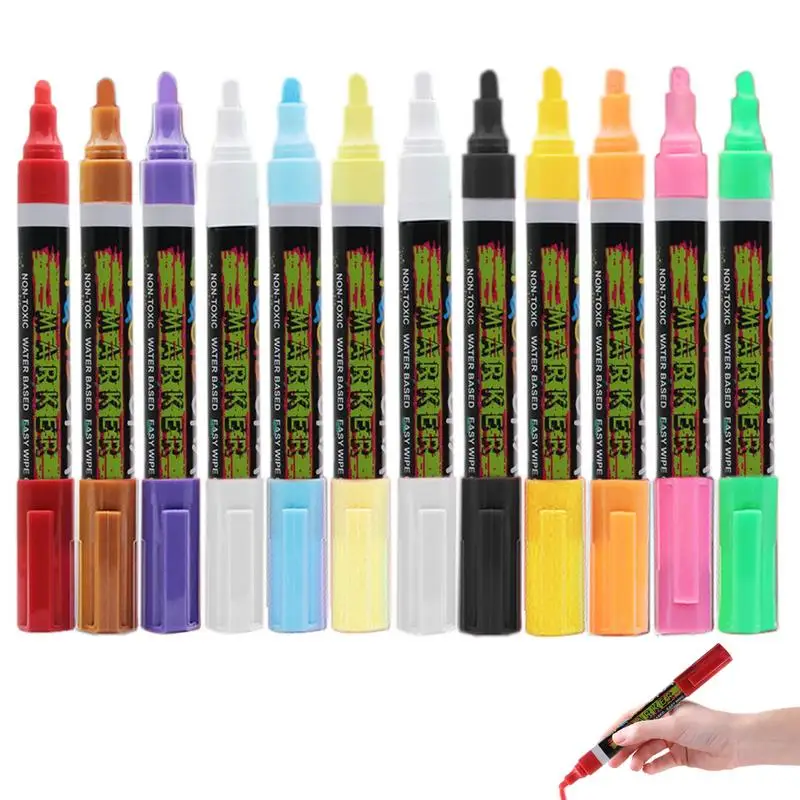 Water Soluble Marker Fluorescent Chalk Liquid Marker Pen 12pieces Wet
