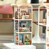 3D Puzzle Miniature House Coffee Shop Bookstore Convenience Store Assembly Toys with Lights Collection Decoration Christmas Gift 2