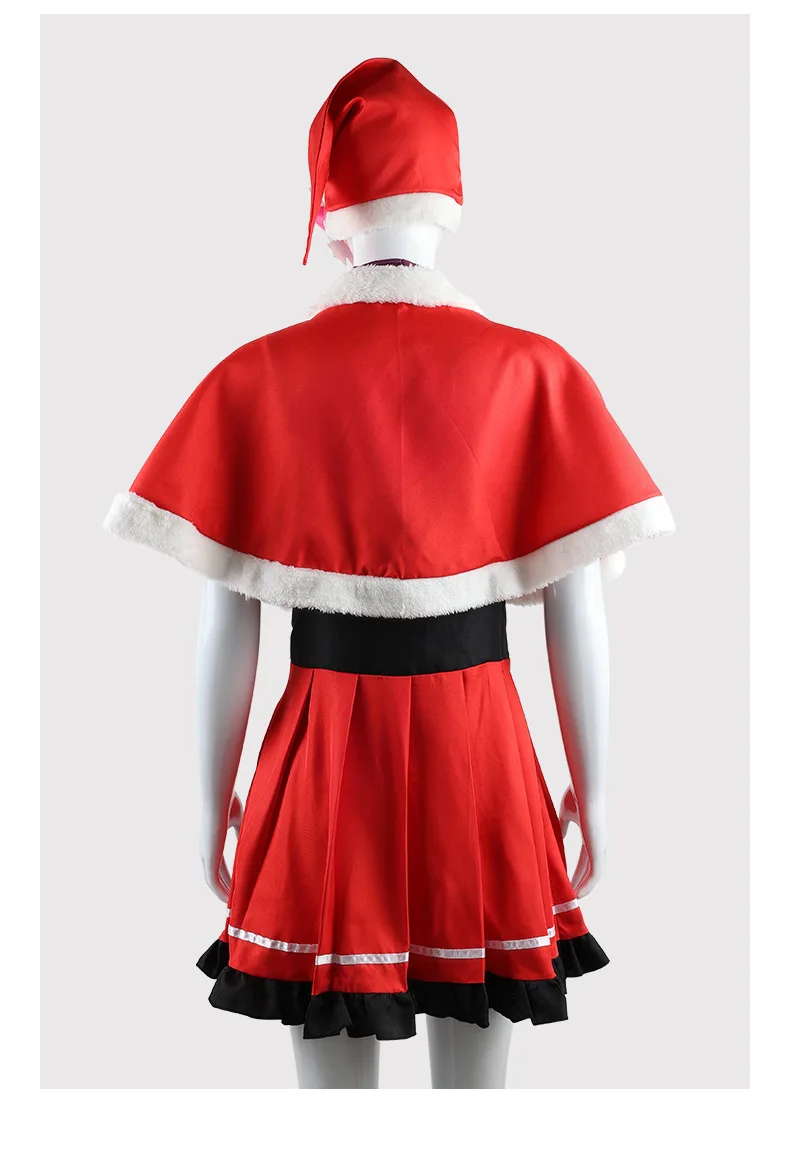 OSHI NO KO: Hoshino Ai | Christmas Red Dress Cosplay Costume 26 Generic Christmas Red Dress with Cape and Hat Cosplay Costume for Women (Unofficial)
