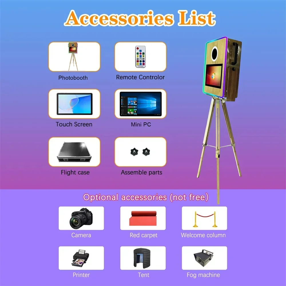 Portable Magic Mirror Photo Booth 15.6 inch Touch Screen DSLR Photobooth Machine with Flight Case for Wedding Party Rental S1f9a66b1f0724739bd94220f30e4d1bdx