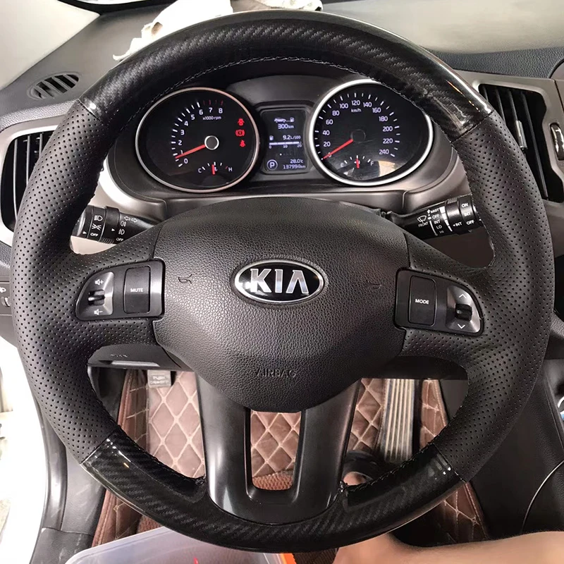 

For Kia Sportage Car Steering Wheel Cover Genuine Leather Anti-skid Durable Hand-sewn Protection Steering Wheel Car Accessories