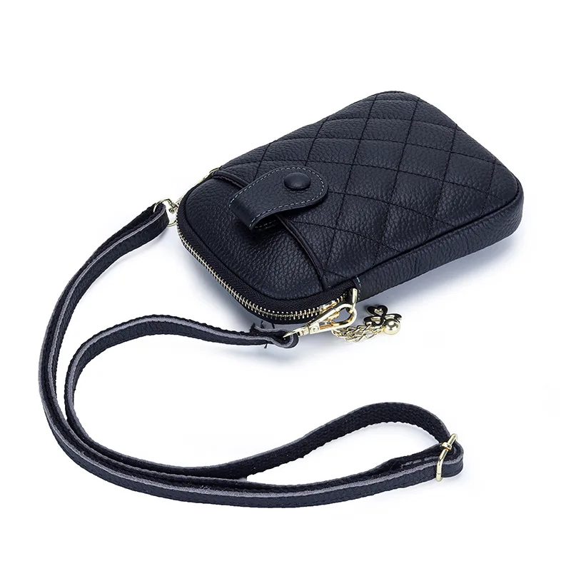 Genuine Leather Fashion Diamond Lattice Design Shoulder Bags for Women Crossbody Bag Woman Casual Lady Clutch Phone Pocket Purse