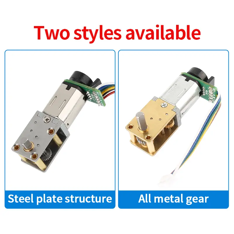 DC 3V 6V 12V N20 22rpm 550rpm Worm Gear Motor Full Metal Gearbox With 7PPR Encoder image 2