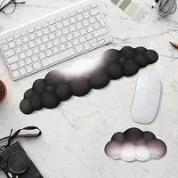 2 PCS Keyboard Cloud Wrist Rest, Memory Foam Keyboard Palm Rest with Non-Slip Base Ergonomic Keyboard Wrist for Pain Relief 1