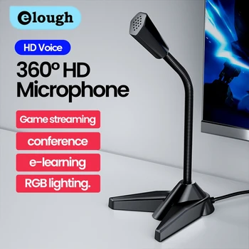 Elough Desktop Microphone Computer Desktop Microphone Gaming E-sports Conference Recording Noise Reduction USB/3.5mm Microphone