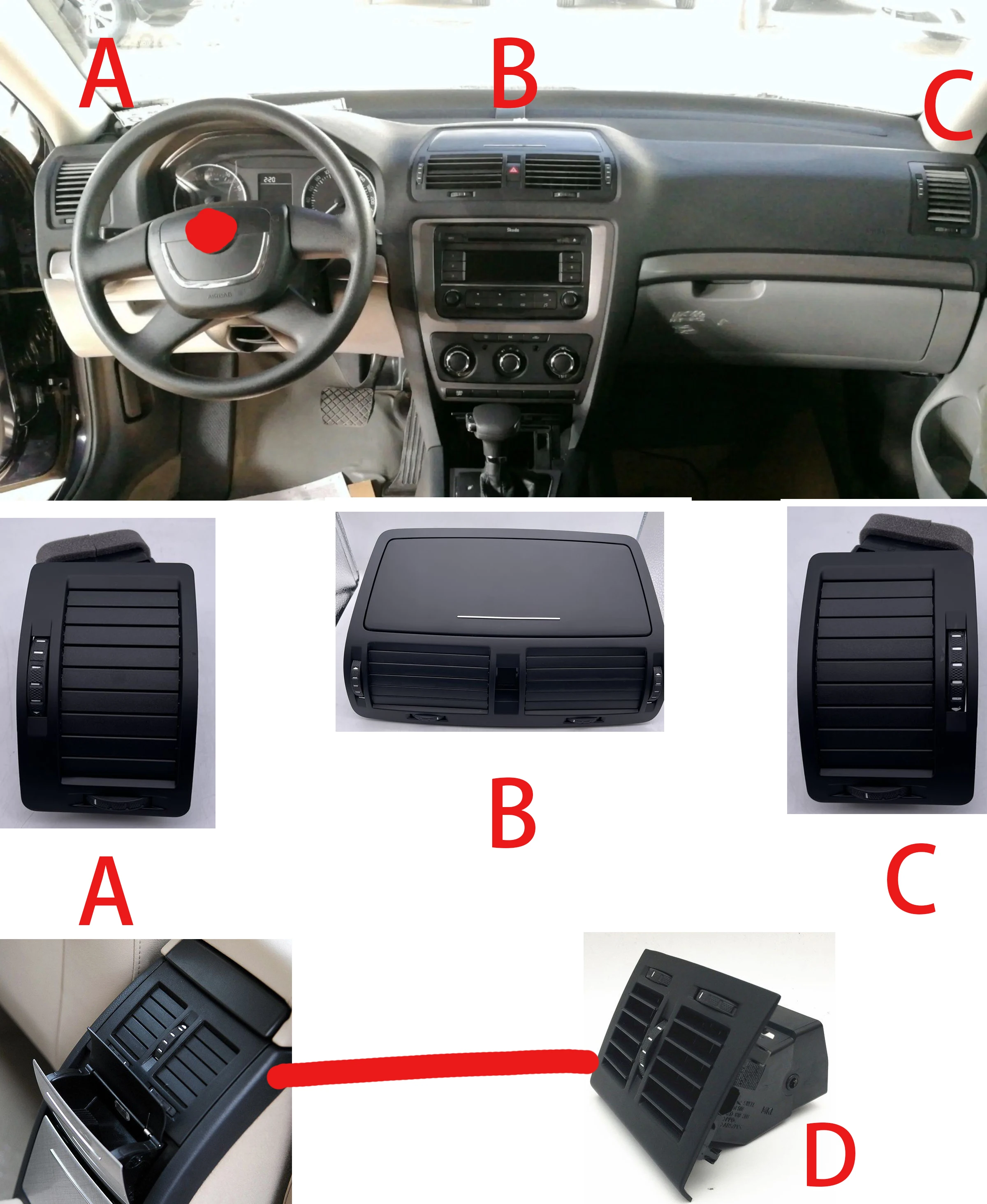 

Aohe142 3 For Skoda Octavia YETI Air Condition Outlet Vent Assembly 1ZD819701 1ZD819702 1ZD819203 1ZD820951 car accessories