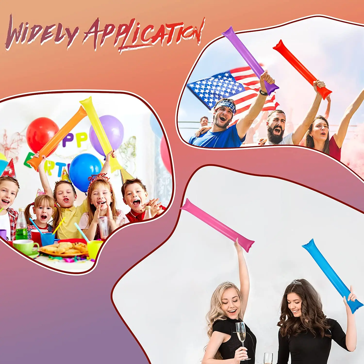 Description Picture 6 of item20Pcs Thunder Sticks Team Spirit Boom Sticks Cheering Stick Plastic Cheerleading Clapper Inflatable Noise Makers for Sport Party