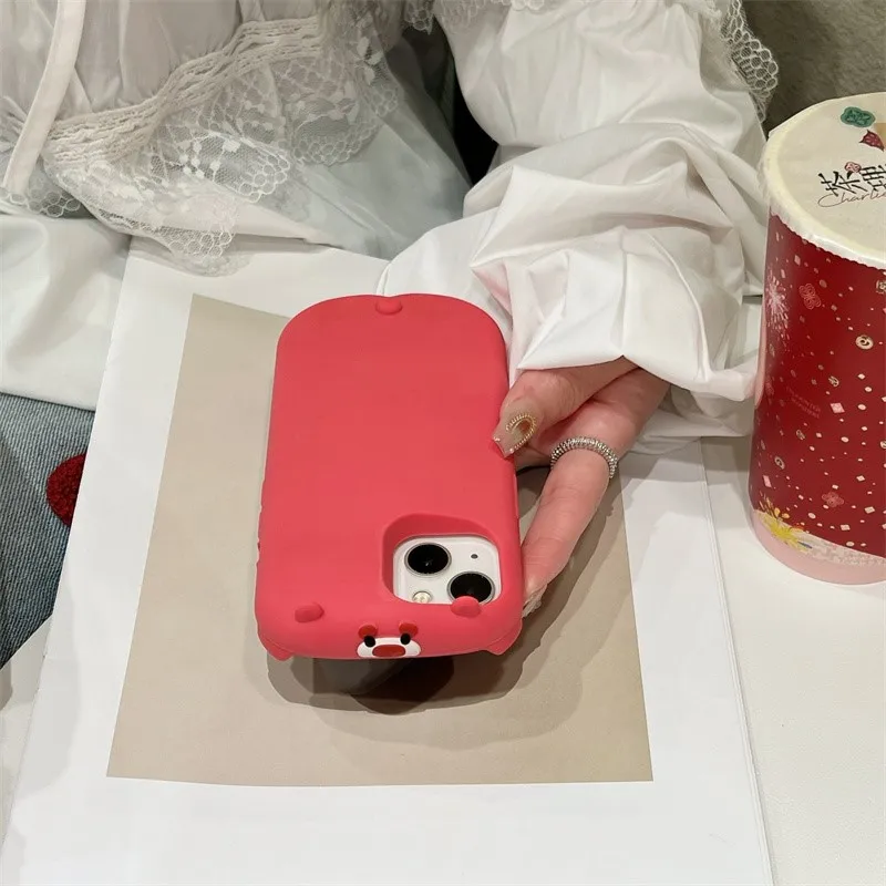 For iPhone 16 15 14 Plus 13 12 Pro Max 11 Kawaii 3D Cartoon Lotso Bear Phone Case Soft Silicone Cover