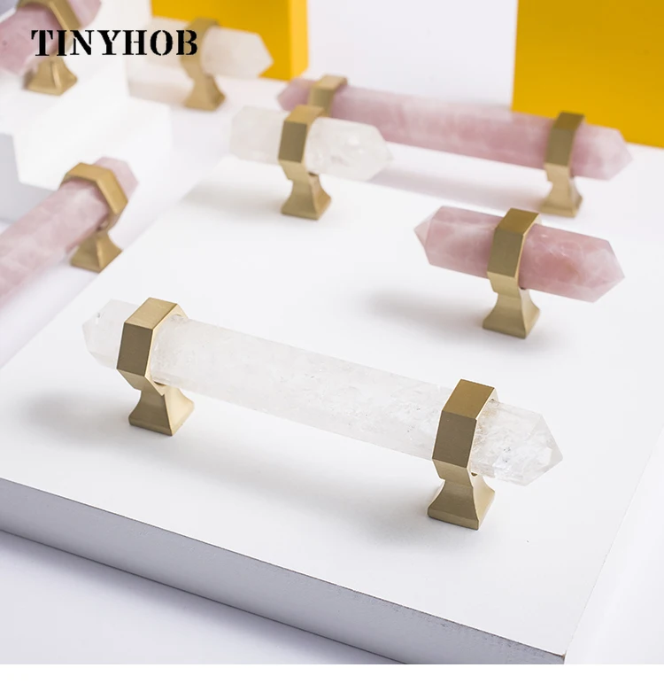 natural crystal brass cabinet handle knob 03