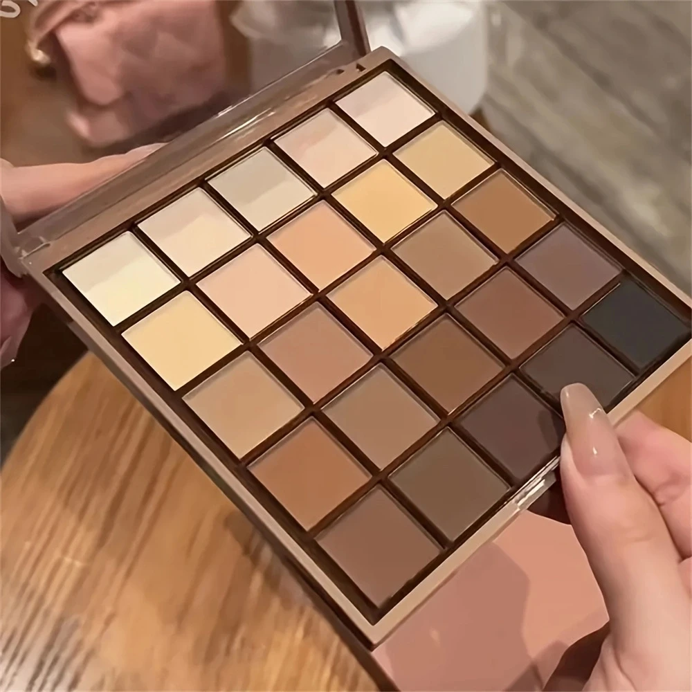 Palette de fards à paupières de 25 couleurs – Ton brut neutre gris et marron, style café et chocolat, crée une apparence de maquillage multifonctionnelle qui naturellement au théâtre