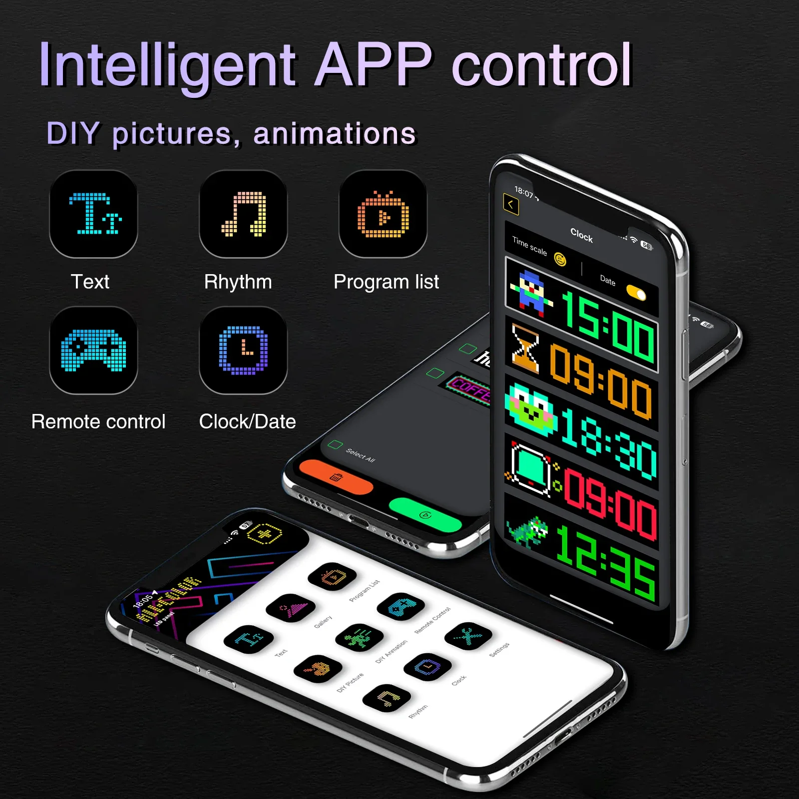 LED Message Board Car LED Matrix Pixel Panel Remote Bluetooth APP Control DIY Graffiti Scrolling Text Board Windshield Advertising Screen LED Display Board LED Advertising Box