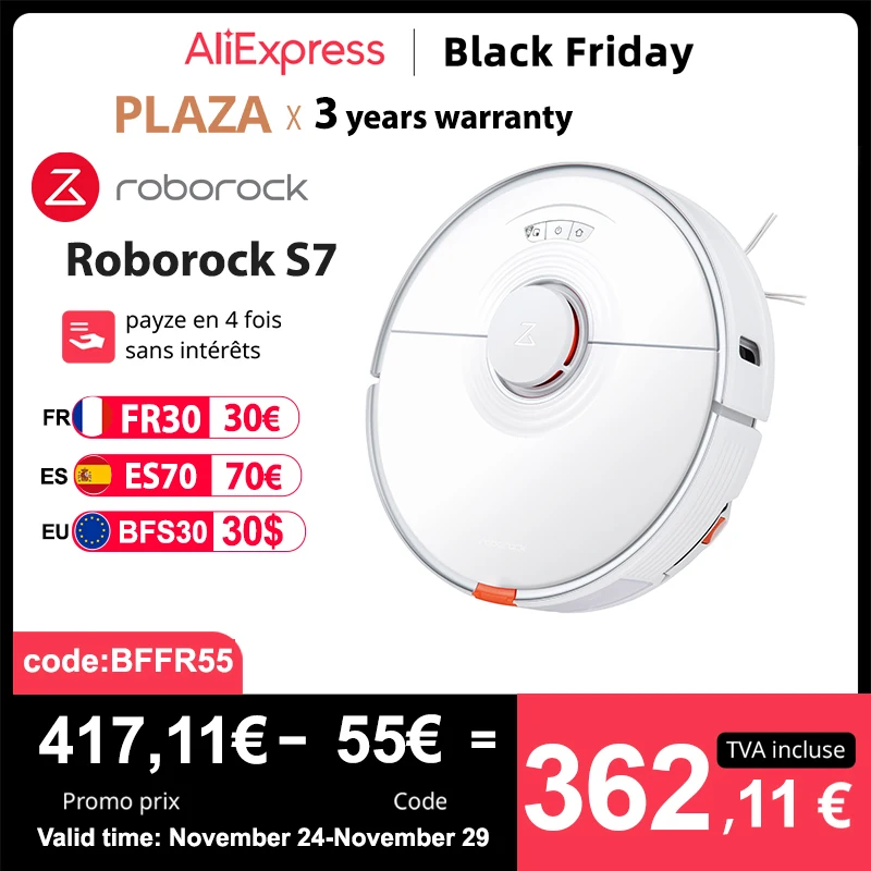 Roborock S7 Vacuum Cleaner Sonic Robot For Home, Autovacuum, Mop, Dust