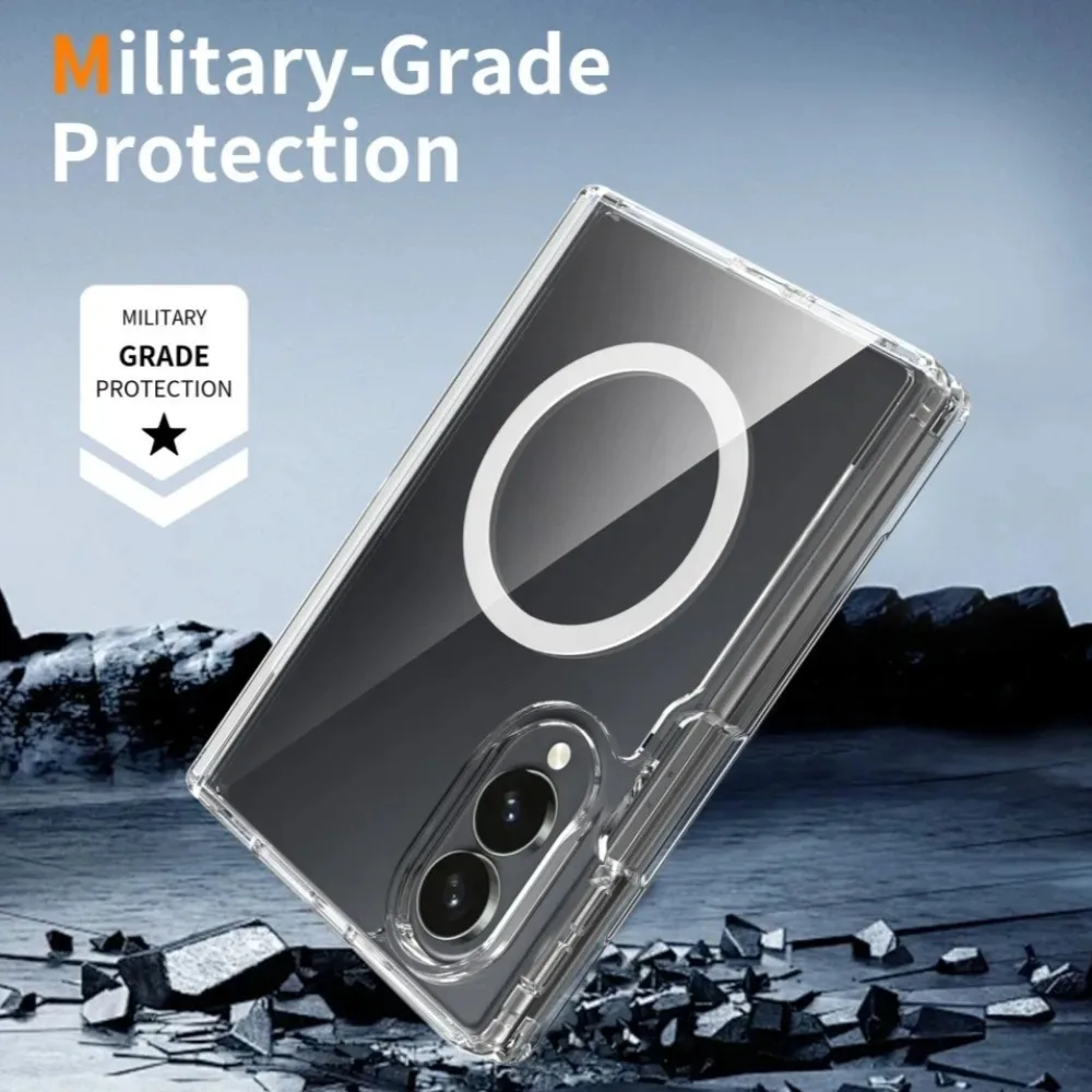 Transparent Magnetic Shockproof Case with Camera Protection & Magsafe Compatibility