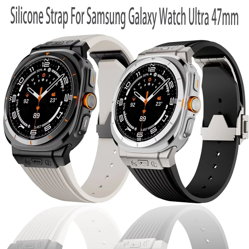 Silicone Strap for Samsung Galaxy Watch Ultra 2025 47mm Metal Stainless Steel Buckle Band Galaxy Watch 7 Ultra 47mm Accessories