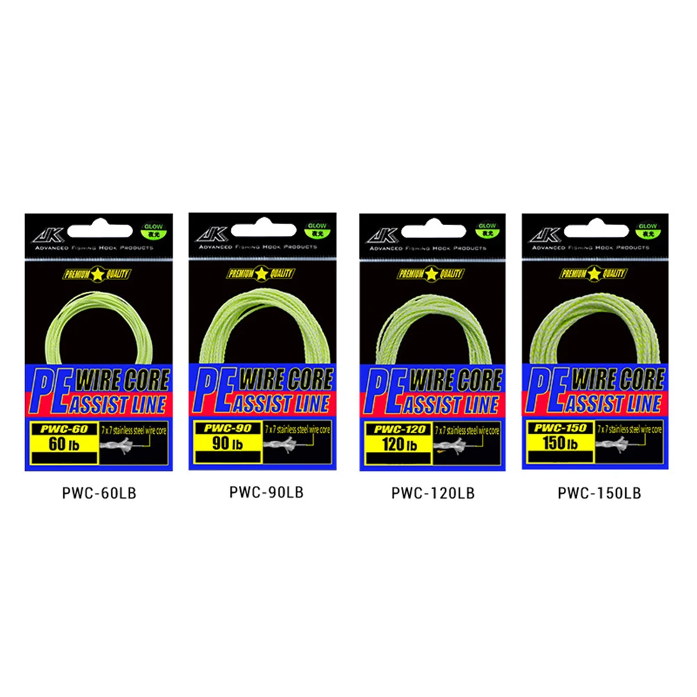 

60/90/120/150LB Luminous Fishing Assist Line Durable PE Braided Hollow Core Binding Rope 3 3.5 4 Meter Fishing Line Pesca Tackle