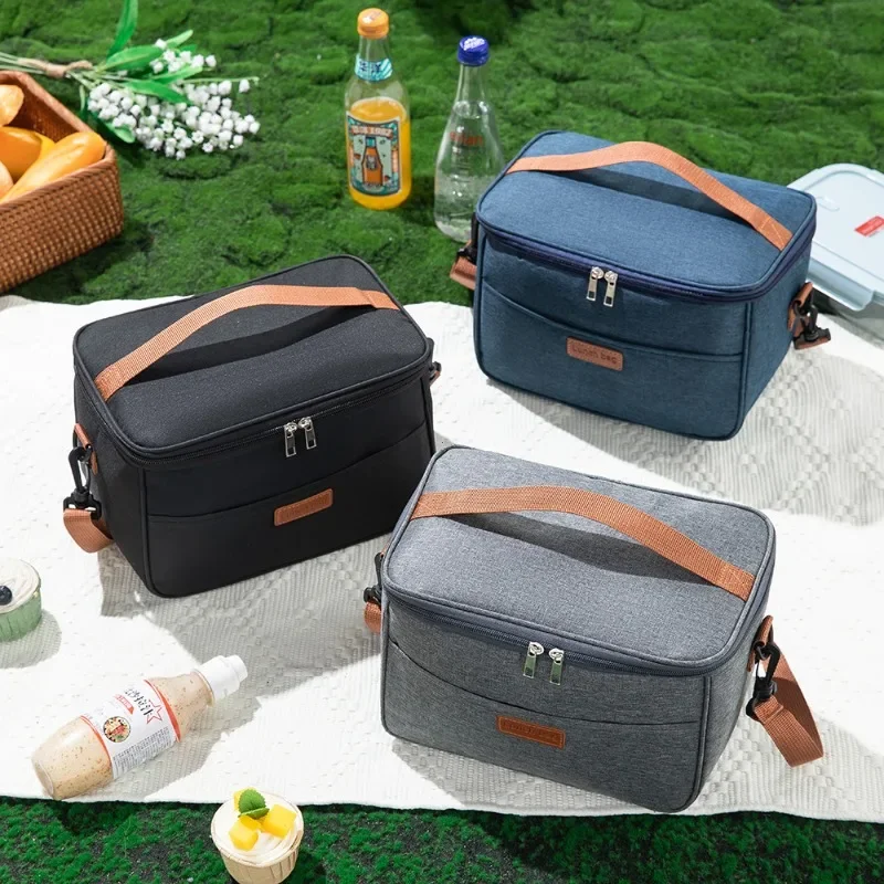 Casual Lunch with Rice Thickened Aluminum Foil Long-Lasting Fresh-Keeping Ice Bag Worn Cross-Body Portable Outdoor Insulated Bag