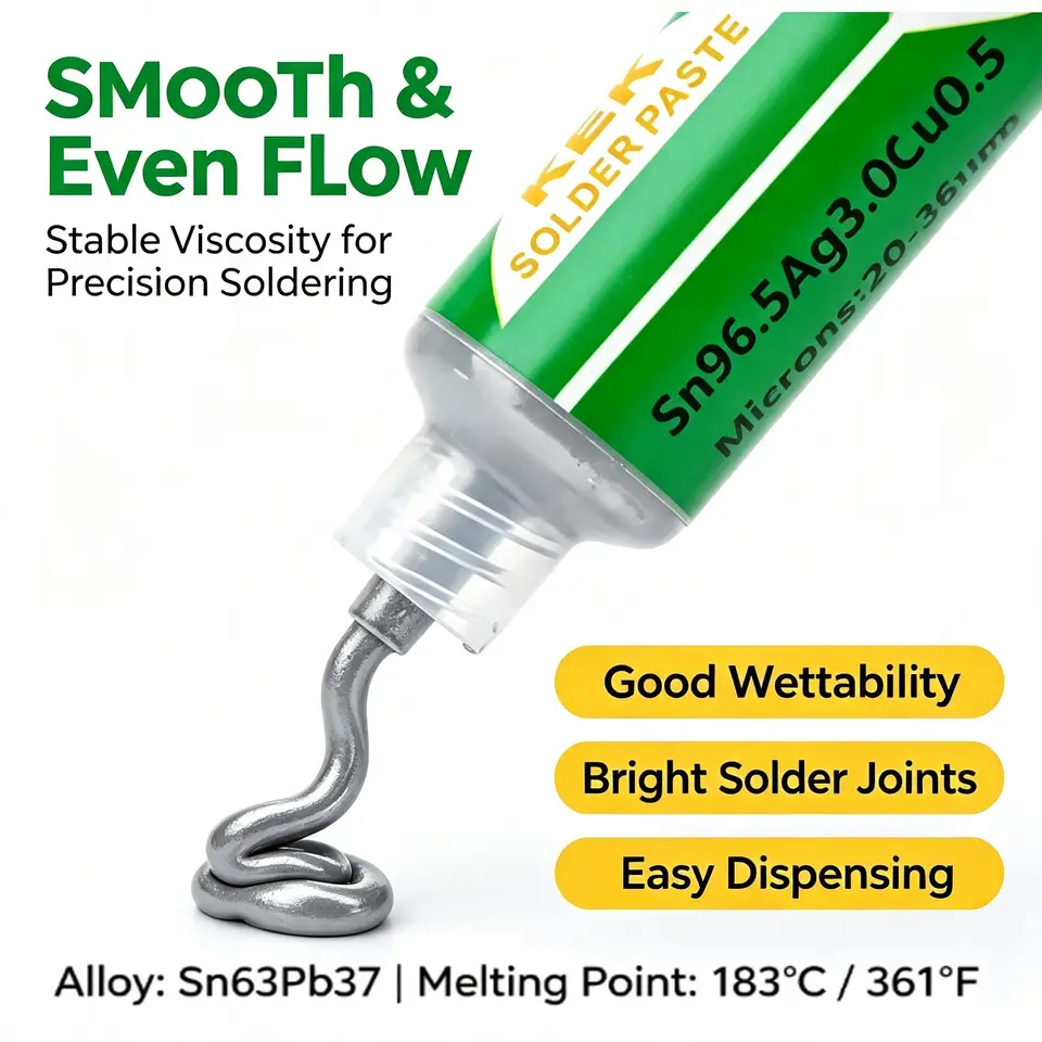 Sn63Pb37 Leaded Solder Paste 183°C Syringe Solder Paste 20g 35g 50g Optional for BGA Reballing Phone PCB Repair image 3
