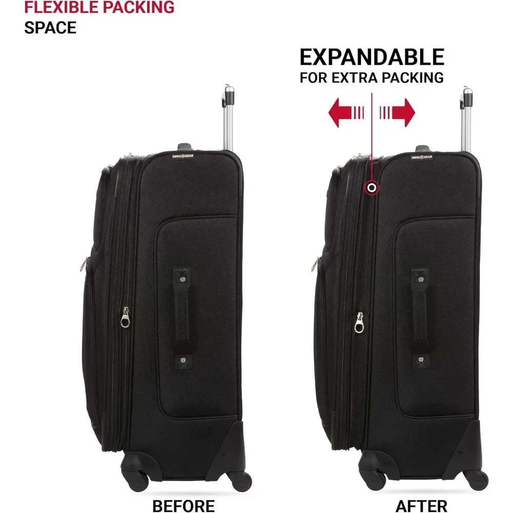 SwissGear Sion Softside Expandable Luggage, Black, Checked-Large 29-Inch