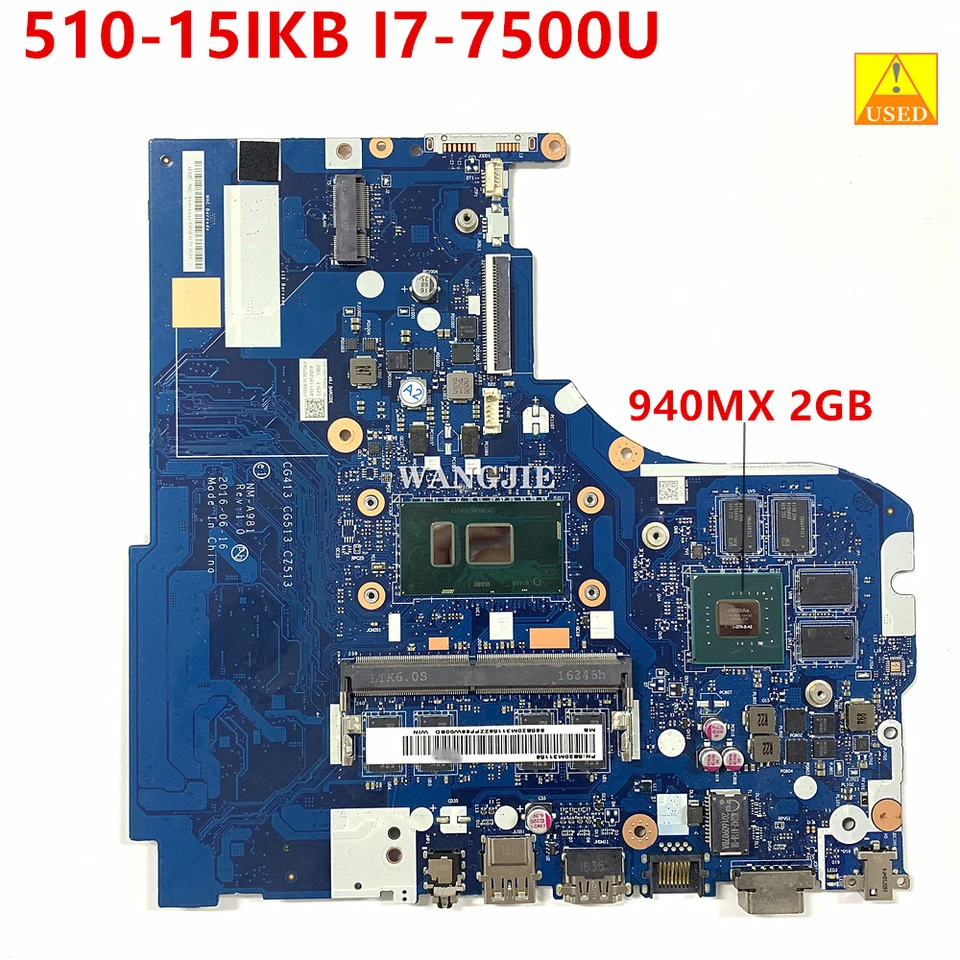 For Lenovo Ideapad 510-15IKB Laptop Motherboard SR2ZV I7-7500U GPU