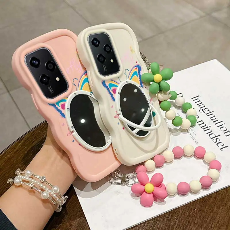Cartoon Butterfly Phone Case Set with Lanyard and Stand