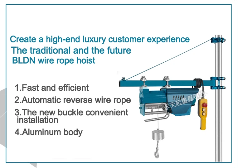 125-25 KG 35M 220V 1000W Aluminum Alloy Electric Hoist Industrial-Grade Miniatur