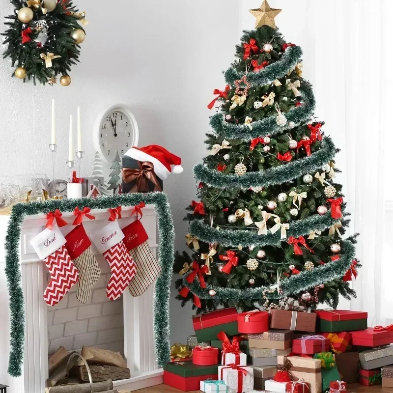 Christmas Tinsel Ribbons Green Cane Ribbon Garland Xmas Tree Hanging Pendent Wreath Ornament Home Party Decor Supplies