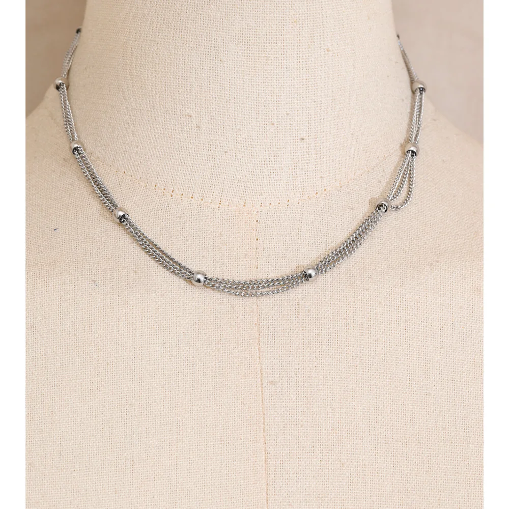 Yhpup Stainless Steel Stacking Chain Necklace and Bracelet Set 16K PVD Plated