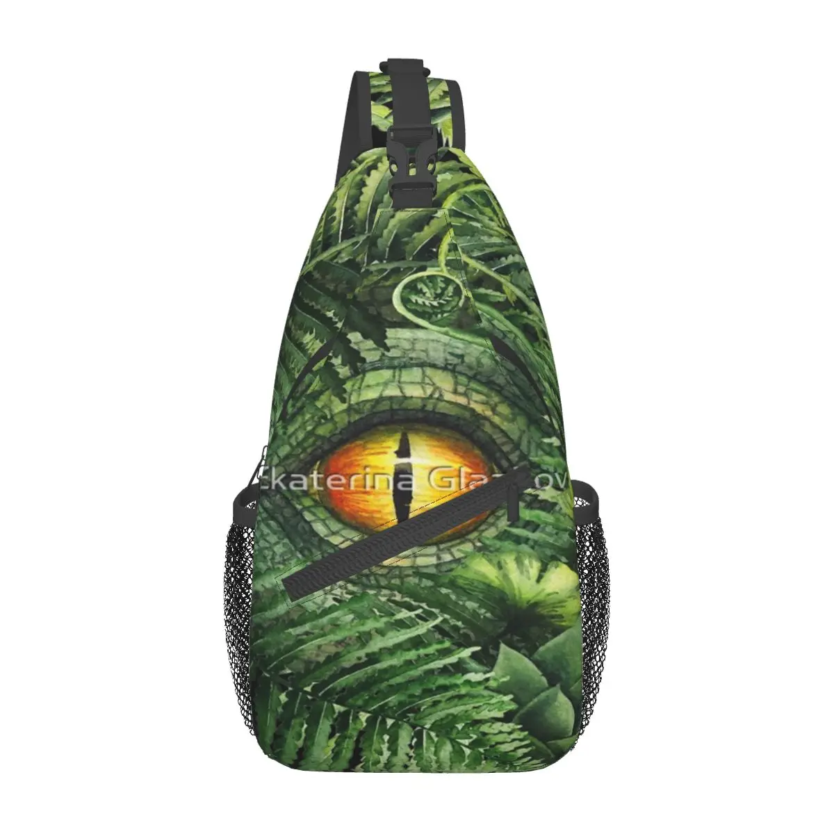 

Watercolor Dinosaur Eye And Prehistoric Plants Chest Bag Personalized With Zipper Mesh Bag Out Nice gift Multi-Style