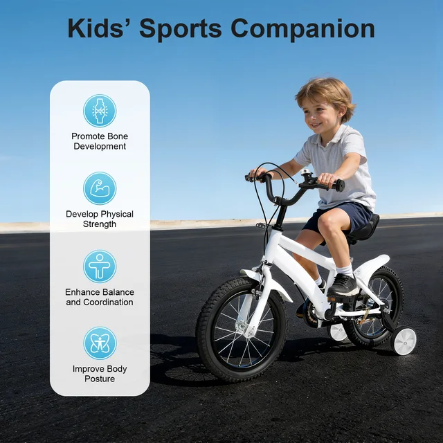 22268-7c2138.jpg Kids' Bikes for 3-7 Years Boys/Girls| Blue/White/Red/Yellow Children's Bicycle w/ Training Wheels,Bell,Mudguard