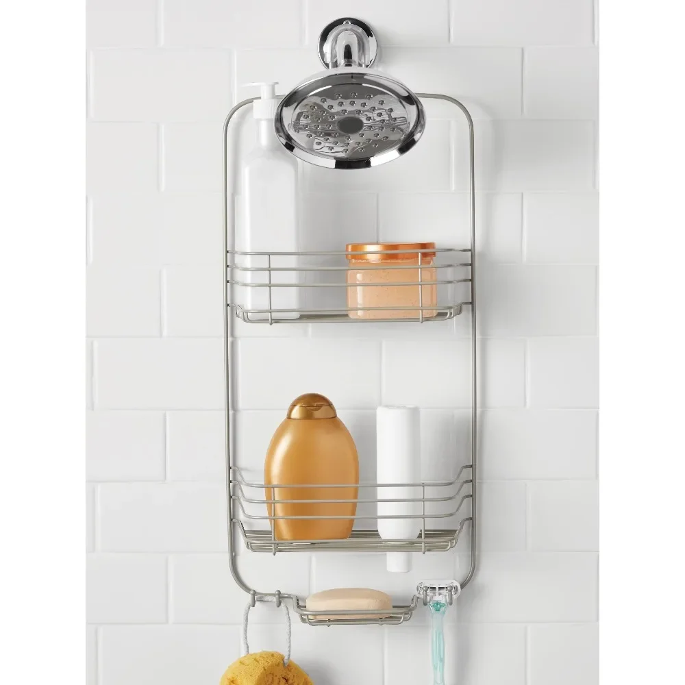 

Over-the-Shower Caddy, 2 Shelves, Satin Nickel Bathroom Organizer and Storage Shelf Organizer Shower Organizer