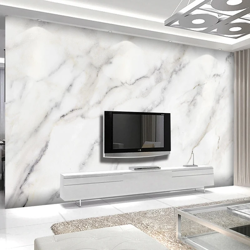 Custom 3D Mural Wallpaper Modern European Style White Marble Pattern Living Room Sofa TV Background Art Wall Painting Home Decor