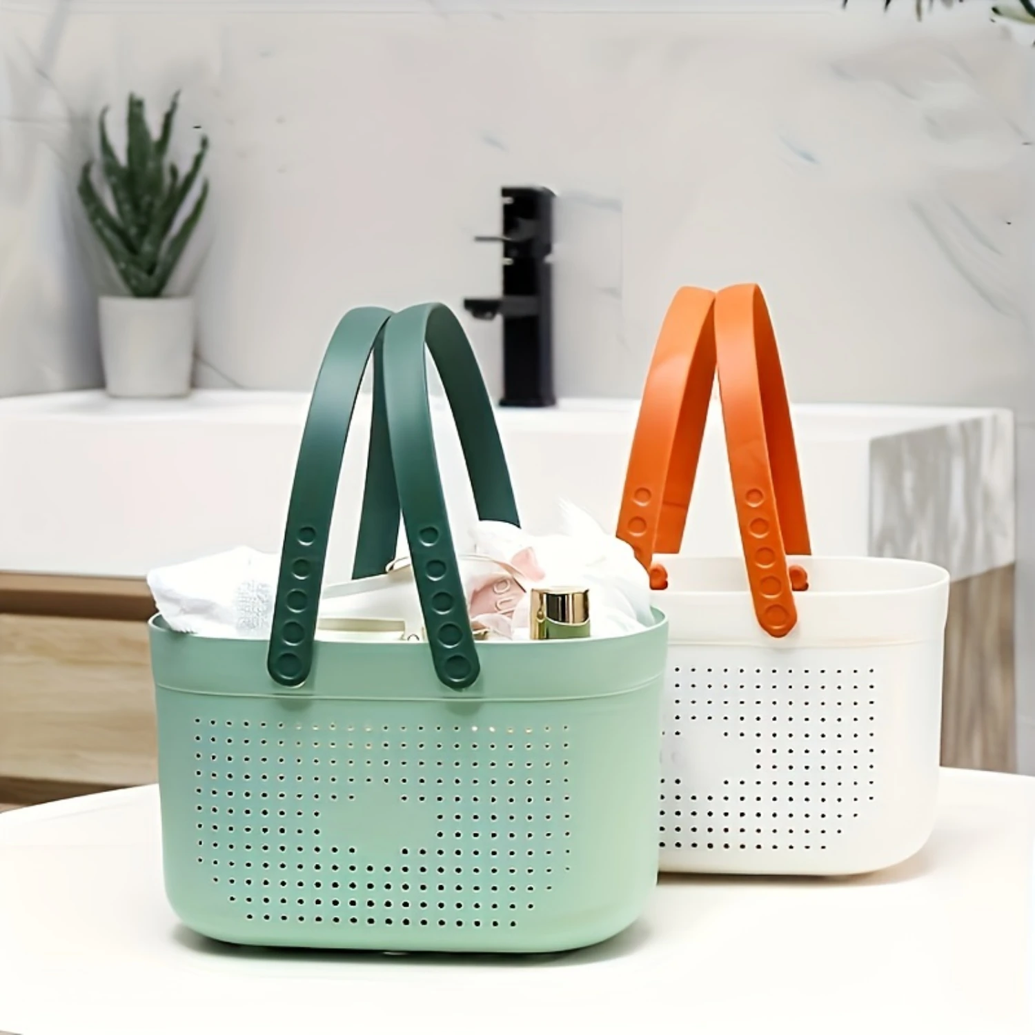 Portable Shower Caddy Basket Bathroom Organizer Handle Dorm Bath Accessory Bins 1pc