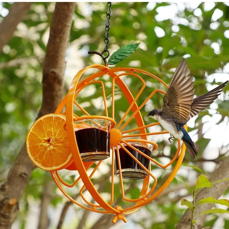 New Metal Hummingbird Feeder Outdoor Bird Water Food Feeder Stand for Garden Yard