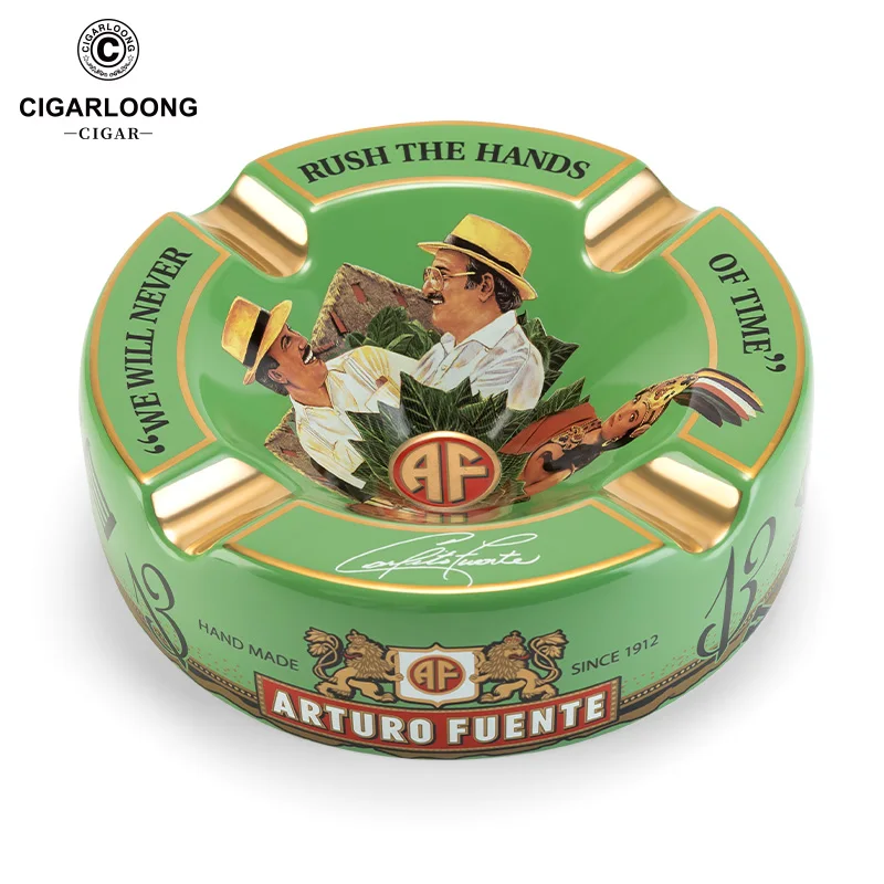 HA Posacenere In Ceramica Per Sigari - 4 Ripiani, Nero Lucido, Peso 1135g