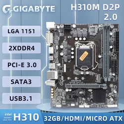 GIGABYTE H310M D2P Motherboard Intel H310 chipset LGA 1151 Support for i9 9900 i7 9700 i7 8700 i5 9500 i5 8600 H310M Motherboard