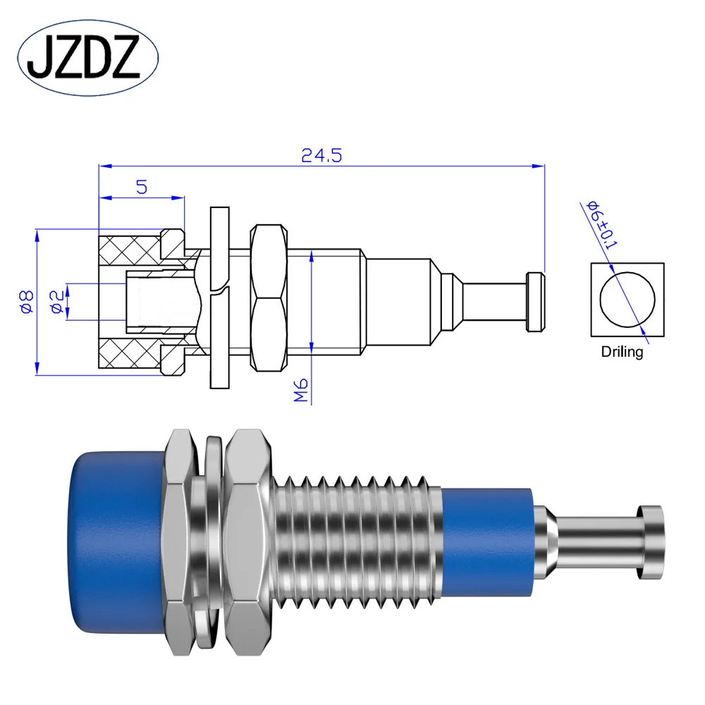JZDZ 10pcs 2mm Banana Socket Binding Post M6 Terminal Nut Banana Plug Jack Electrical Connector Test Hole DIY Parts J.40006