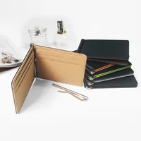 1PC Leather Men Money Clips Metal Solid Wallets Credit Dollar Purses ID Credit Card Purse Cash Holder With a Metal Clamp 2