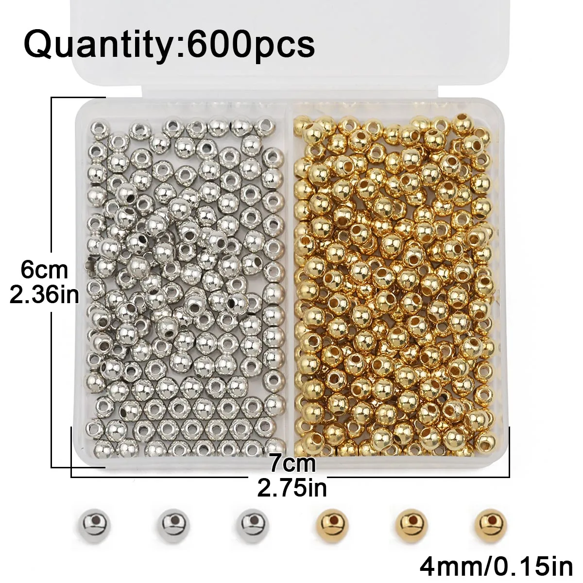 Kit Perline Braccialetti Fai Da Te - 720 Pezzi Bianco E Oro, Con Filo Elastico E Scatola Porta - Foto 3