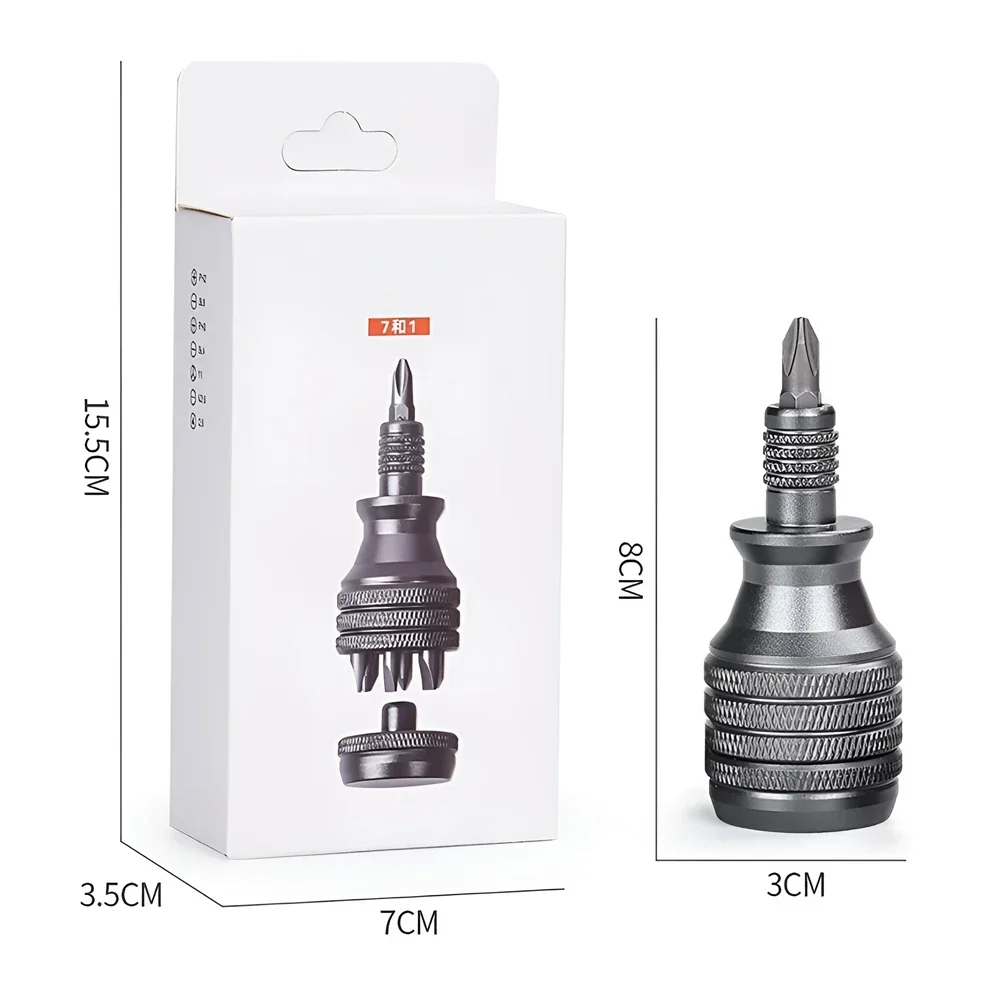 Mini Screwdriver Titanium Screwdrivers 1/4 Inch Magnetic Screwdriver 7 in 1 S2 Alloy Steel Drill Bit EDC Repair Hand Tool