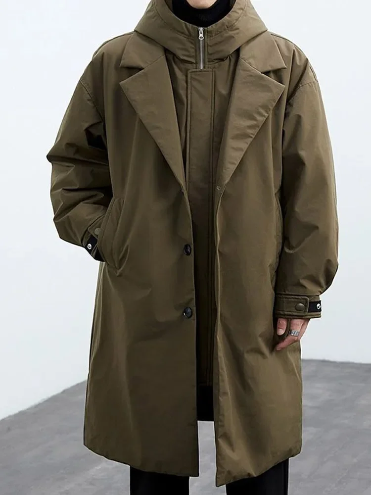 Trench Coat Men Casual Loose Large Size Trench Coat Autumn Street Warm Male Outcoat