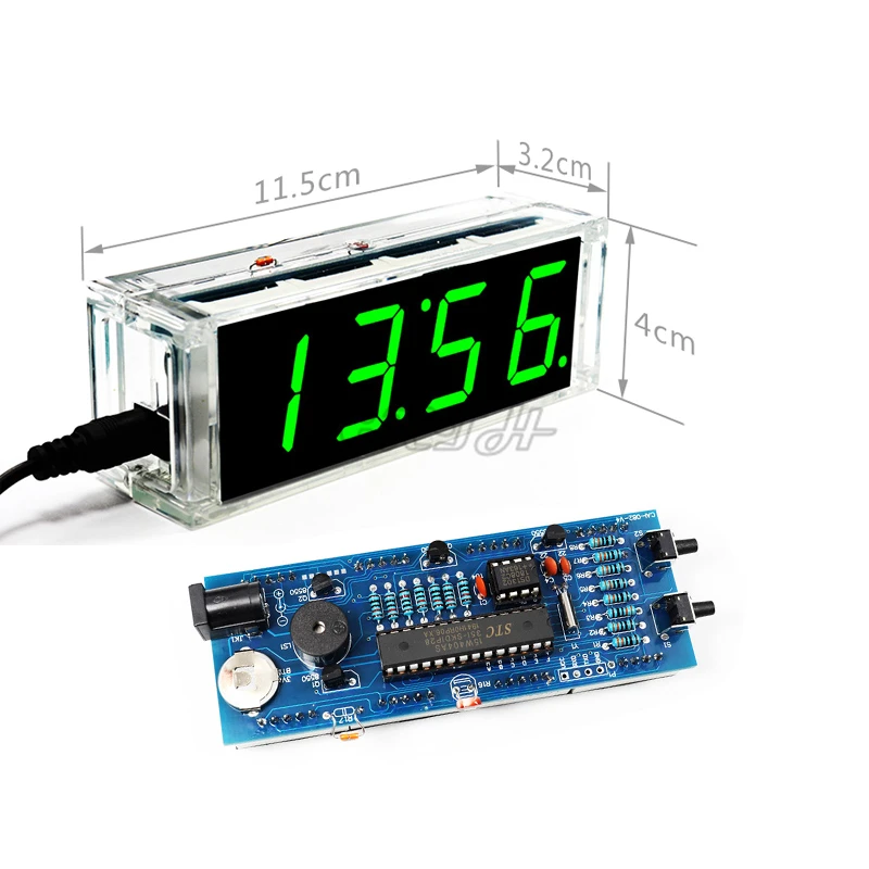 

DIY Digital Electronic Clock Kit 51 MCU Training Parts Alarm Clock Date Temperature