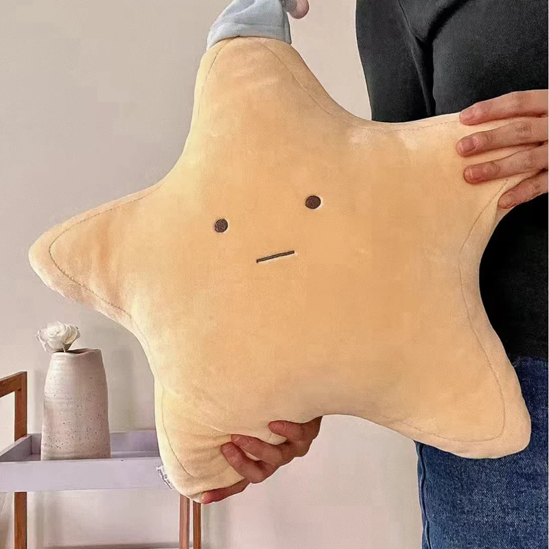 48cm ins 노란색 별 베개 슈퍼 부드러운 귀여운 플러시 장난감 홈 인테리어 수면 베개 어린이 소녀를위한