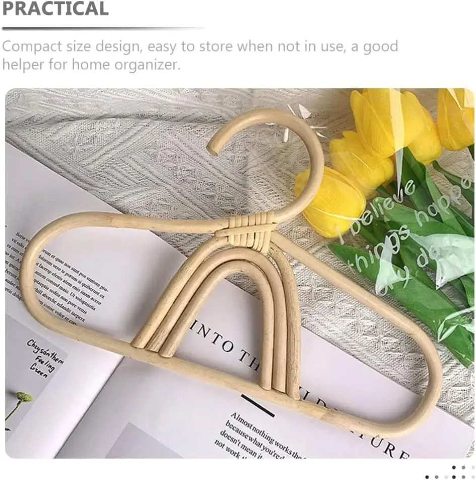 Rattan Hanger Handmade Rattan Coat Rack for Kids Adult Coat Rack Garments Organizer Dress 's Hanger Wall Hooks Children's Hanger 2